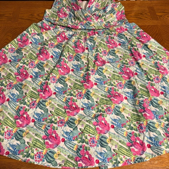 Retrolicious 50's Style Swing Dress in Multi-Color Cactus Print Sz 1X Pin-up - Picture 8 of 16